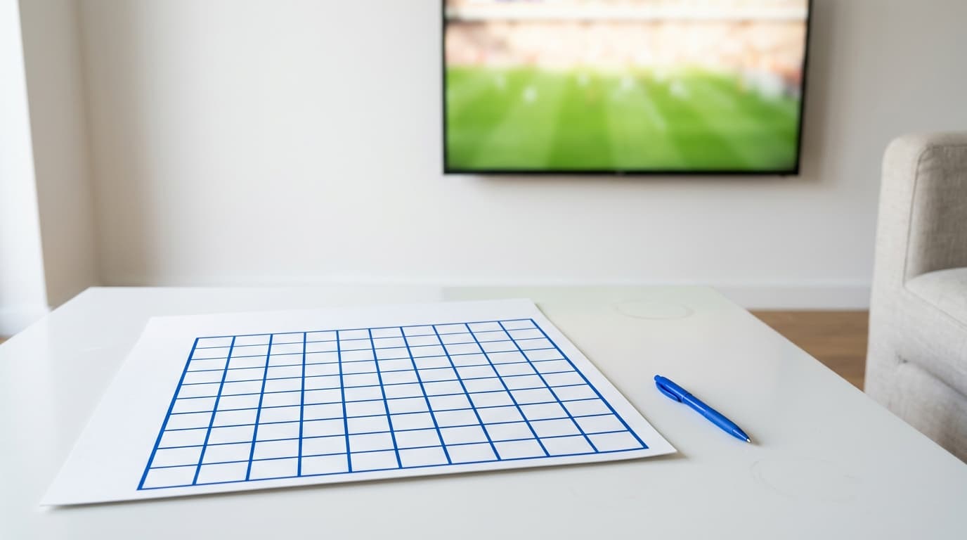checking a winning football square during the game